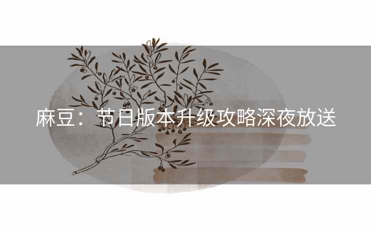 麻豆:节日版本升级攻略深夜放送 麻豆:节日版本升级攻略深夜放送